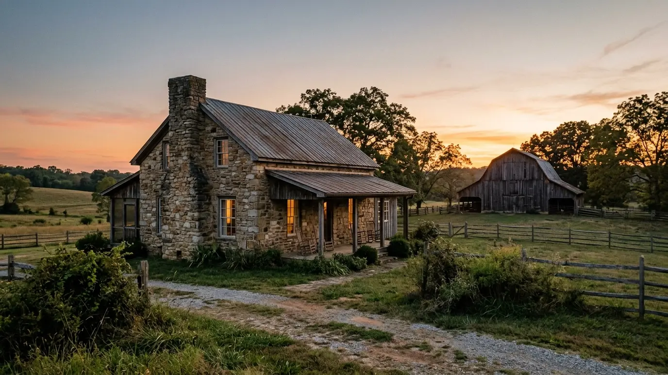 Homes and chimneys in College Grove, Tennessee